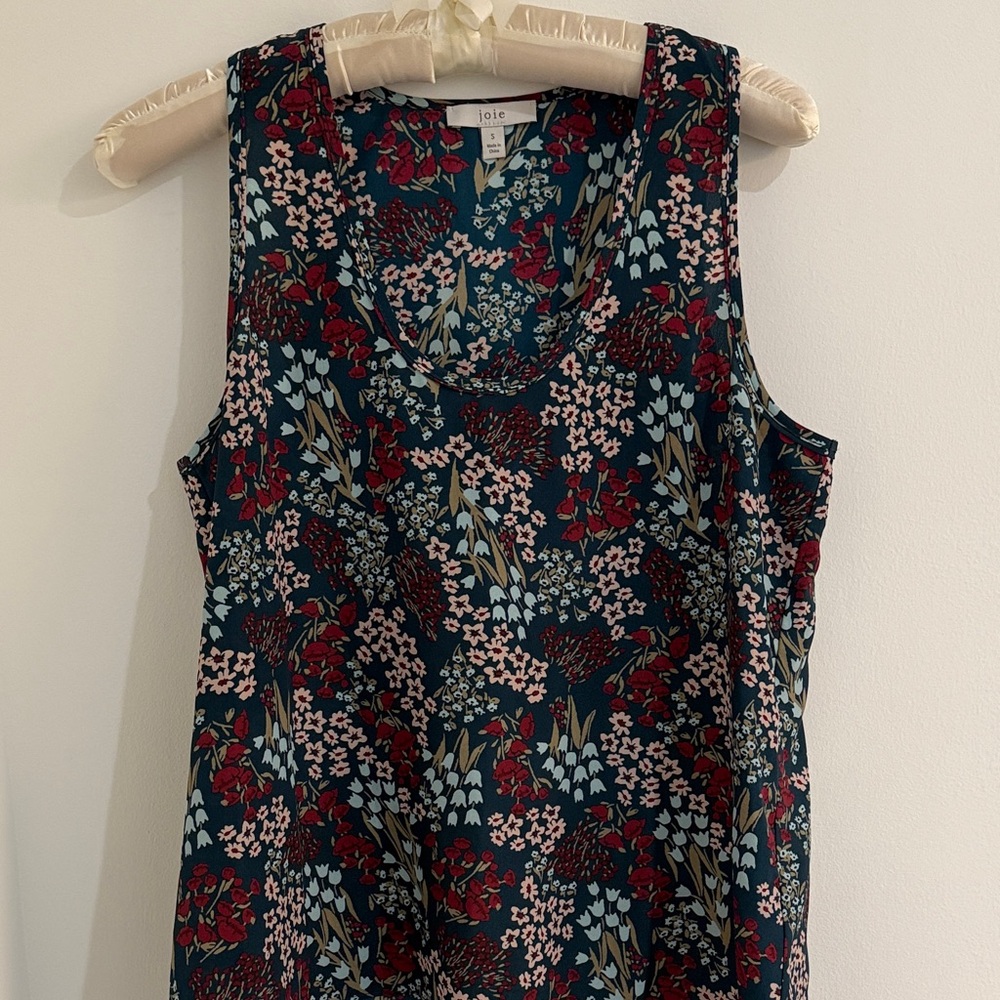 Joie Dark Floral Tank Top - Red and Blue